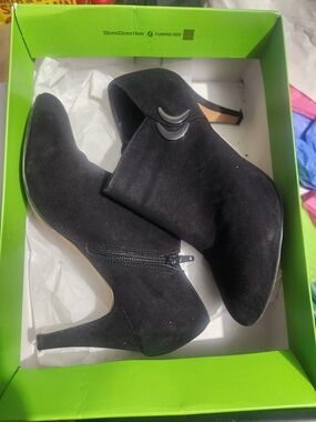 Kelly & Katie Women's Black Suede Ankle Booties with Side Zip